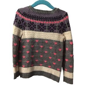 Crewcuts Pullover Sweater Hearts fair isle girls toddler size 4 / 5